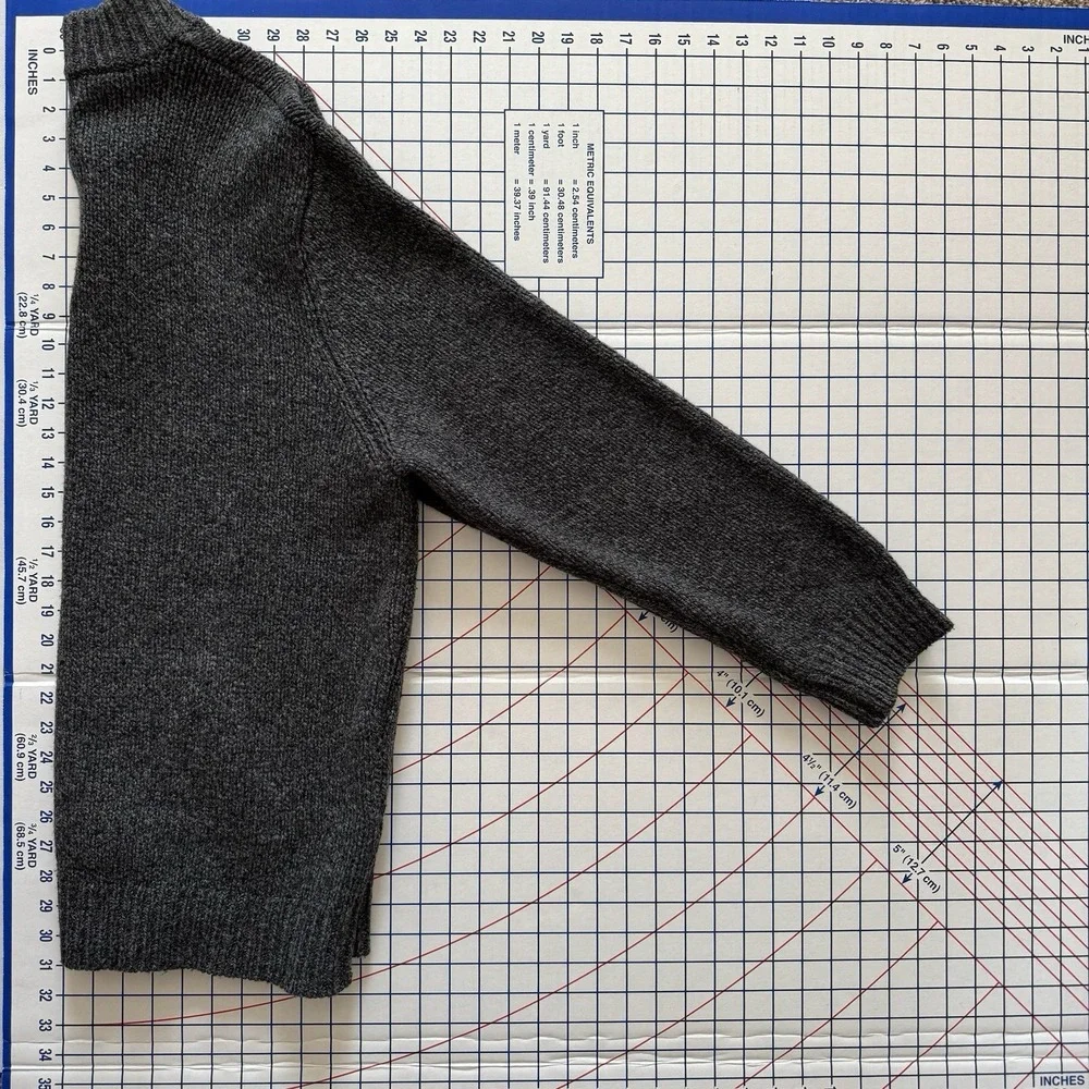 L.L. Bean Vintage Mens Lambswool Henley‎ Sweater XL Gray Thick Fisherman